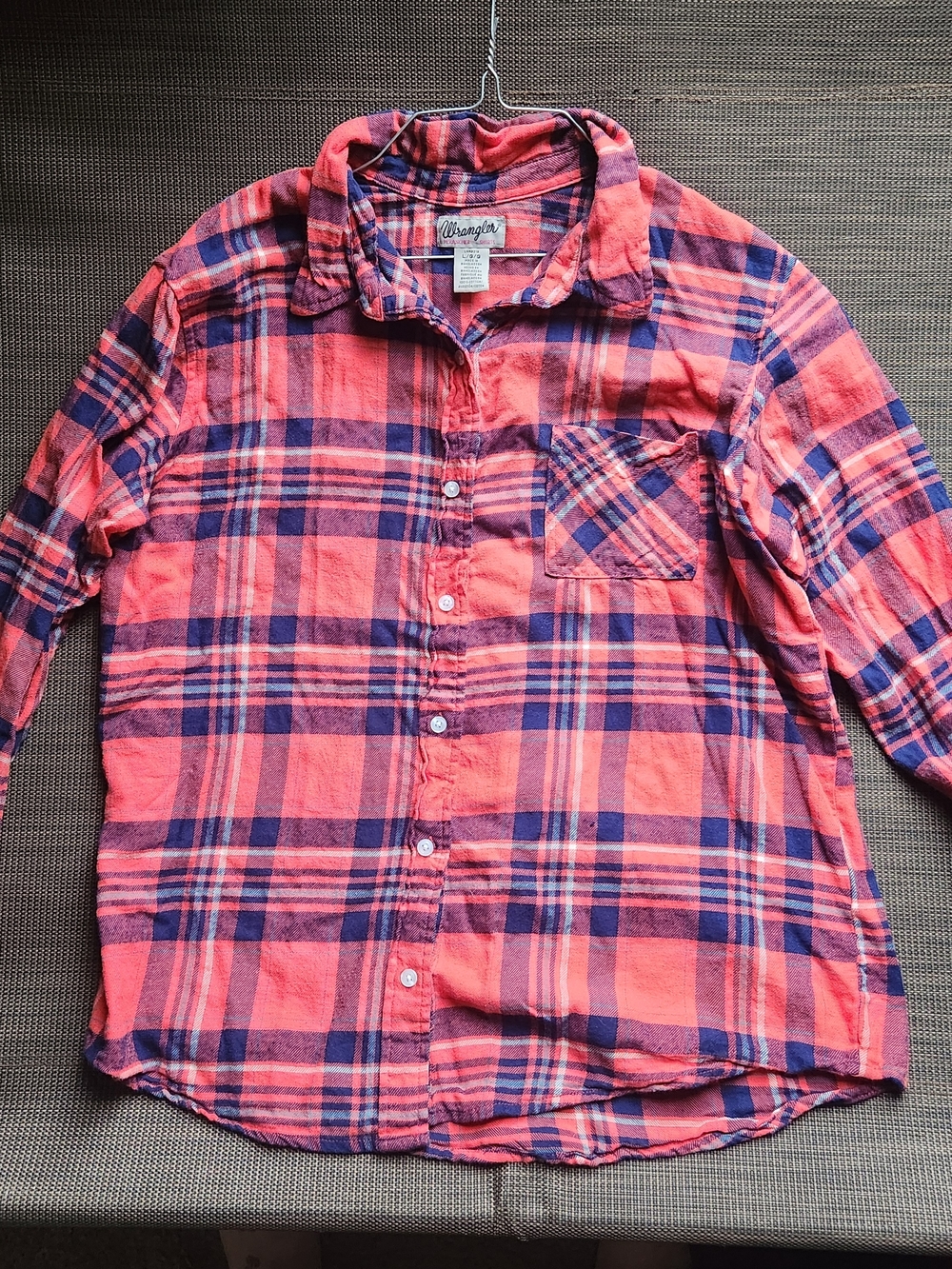 Wrangler Pink & Blue Plaid Button-Up Kids Shirt